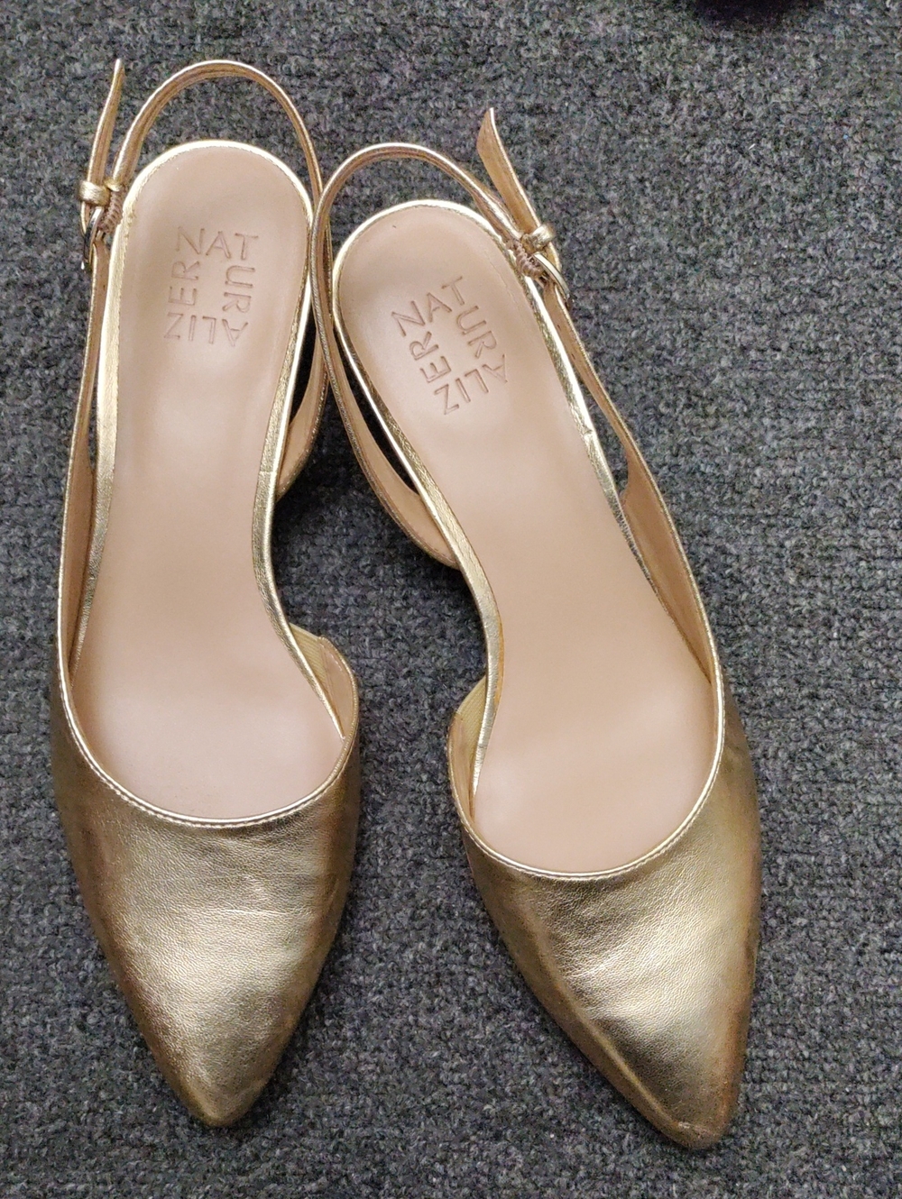 Naturalizer "BANKS" Metallic Gold Pointed-Toe Slingback Flats